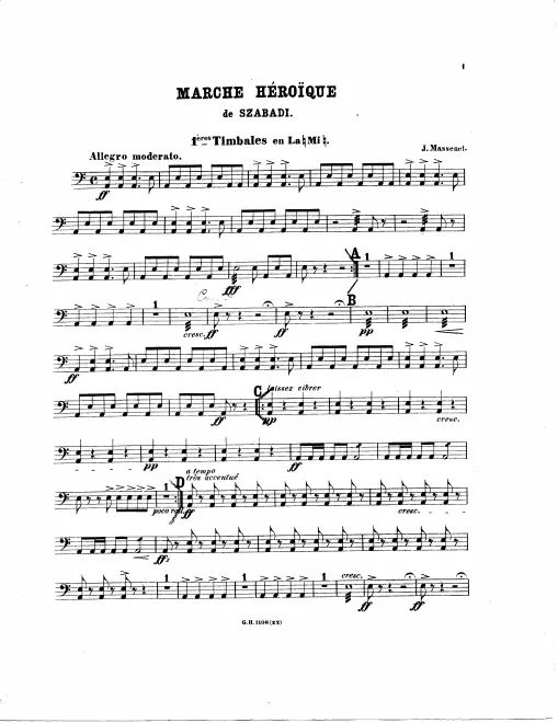 Timpani 1, 2, Bells, Snare Drum 1, 2, 3, 4, Bass Drum/Cymbals, Triangle/Tam-Tam, Cymbals