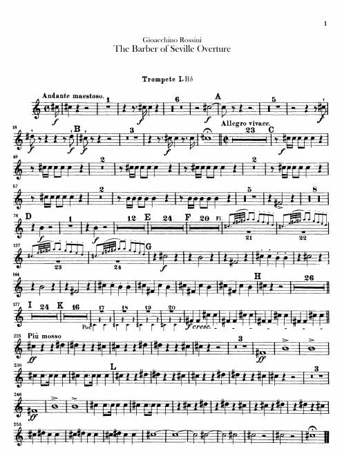 Trumpet 1, 2 (A) Transposed Parts (B♭)