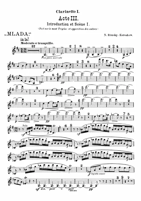 Clarinet 1 (A/B♭), 2 (A/B♭/E♭), 3 (A/B♭/D/E♭), Bass Clarinet (A/B♭)