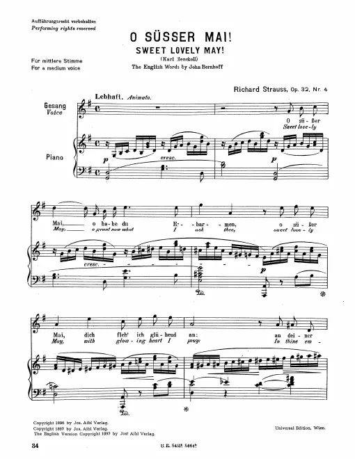 Complete Score (Medium Voice, transposed to G major)