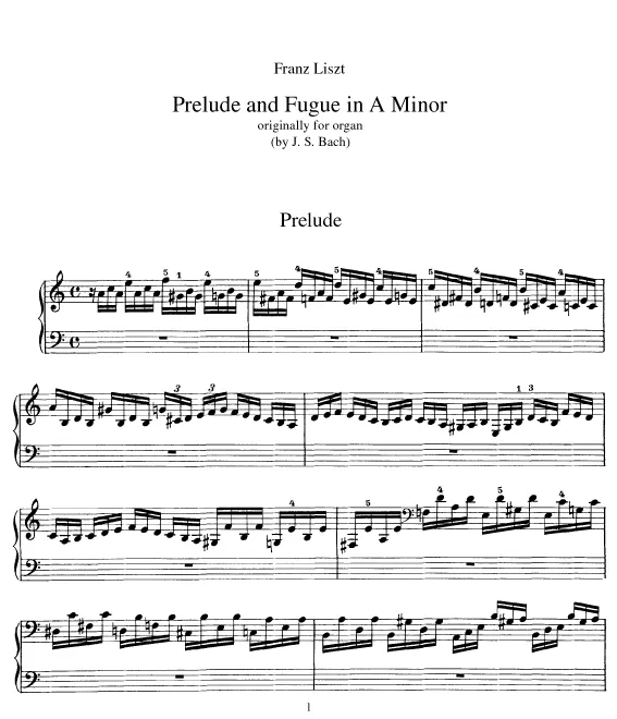 1. Prelude and Fugue in A minor, BWV 543 (S.462/1)