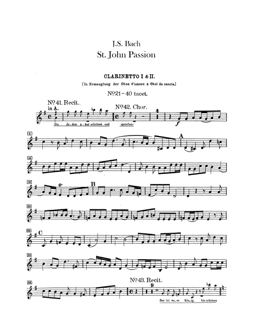 Clarinet 1/2 (A/B/C) (alternate for oboe d'amore and oboes da caccia)