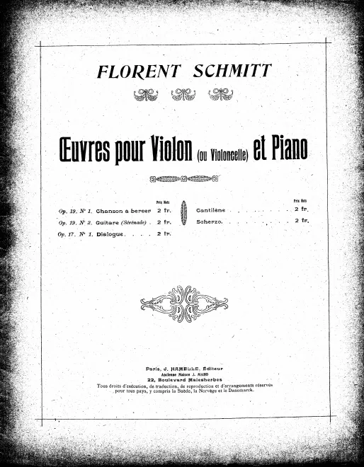 1. Chanson à bercer - Complete Score and Cello and Violin Part