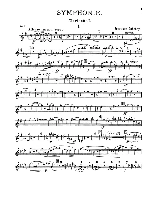 Clarinet 1 (A/B), 2 (A/B/D), 3/Bass Clarinet (B)
