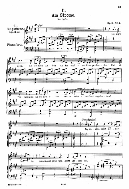 Complete Score (Medium voice, transposed to A major)