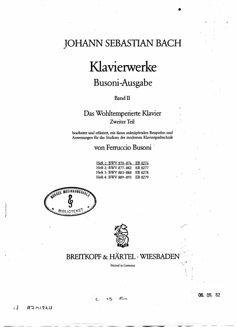 Præludium and Fuga Nos.1–12, BWV 870–881