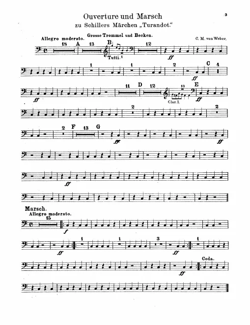 Bass Drum/Cymbals, Snare Drum, Triangle