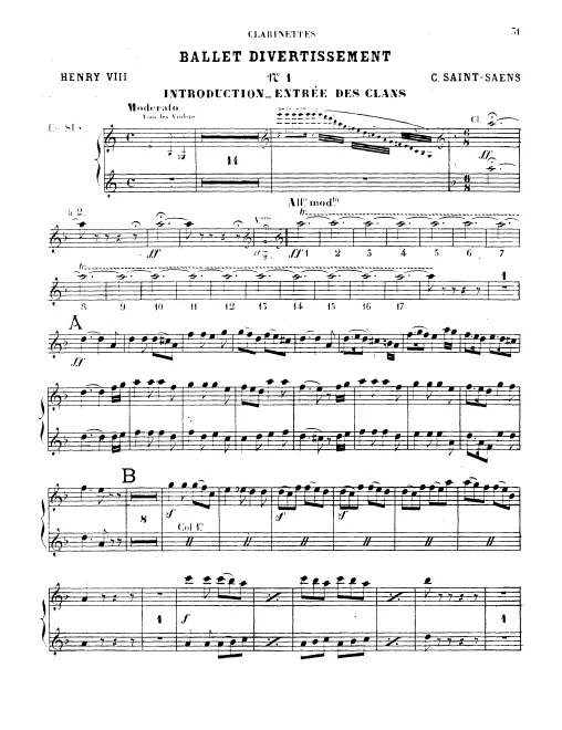 Clarinet 1/2 (B♭) (also Alto Clarinet (F)), Bass Clarinet (B♭)