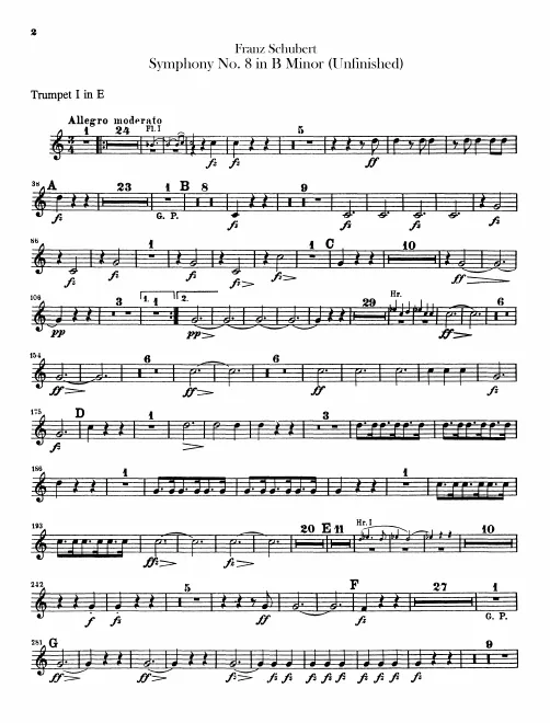 Trumpet 1 (E), 1 (B♭), 2 (E), 2 (B♭)