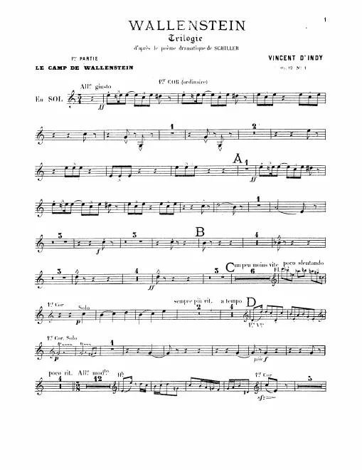 Horn 1 (F/G/A♭), 2 (D/F/G), 3, 4 (E/F)