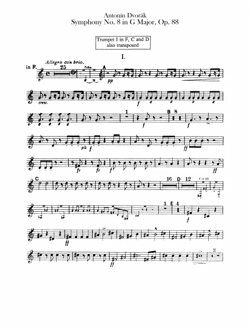 Trumpet 1, 2 (F). Alternate parts in B♭ included