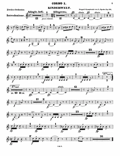 Horn 1, 2 (G/F/A/B basso/E♭, C/F)