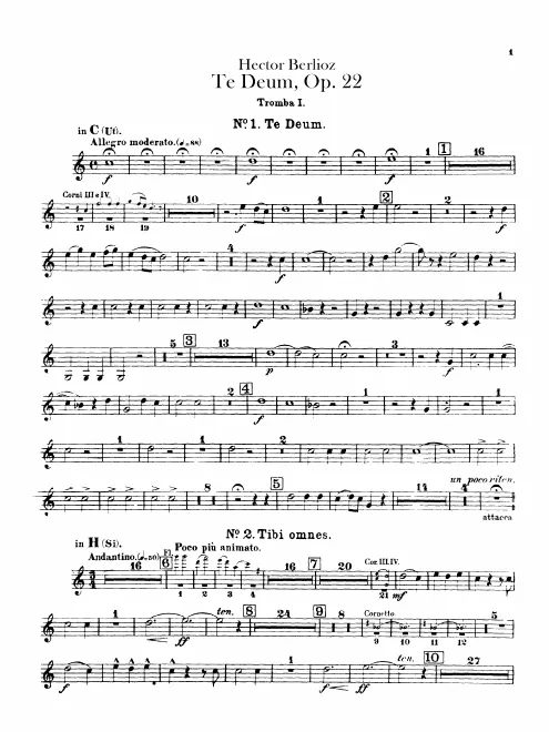 Trumpet 1, 2 (in C, B, E, A, D, D♭, E♭), Cornet 1, 2 (in B♭, A)