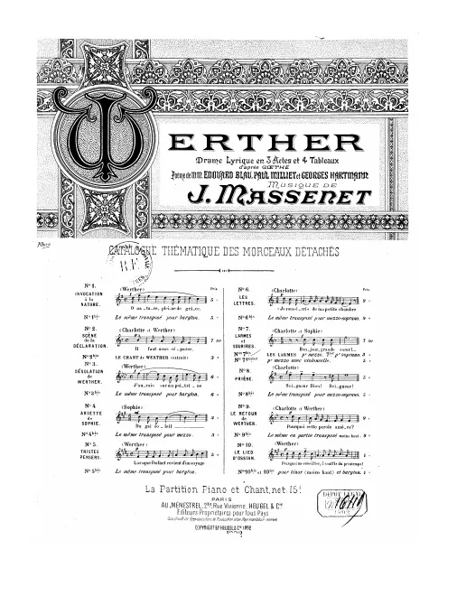 No.7 bis , Les larmes, "Va! laisse couler mes larmes" (Act III, Charlotte)