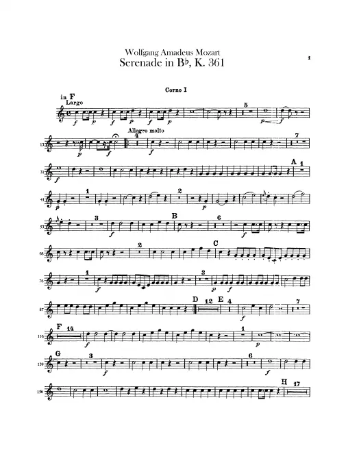 Horn 1, 2 (F, E♭), Horn 3, 4 (B♭ basso), Horn 1, 2 (F)
