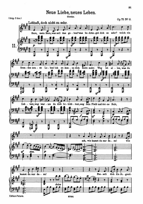 Complete Score (medium/low voice, transposed to A major)