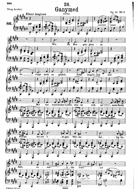 Complete Score (low voice, transposed to E major)