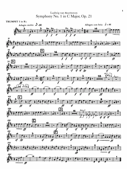 Trumpet 1, 2 (C, plus transposed B♭)