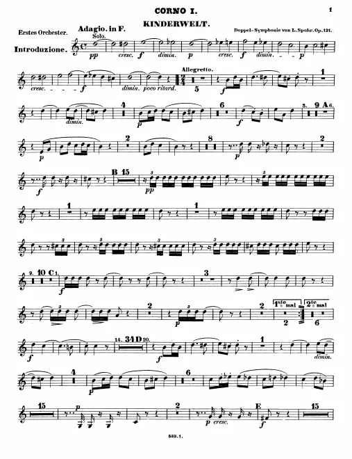 Horn 1, 2 (F/E♭/A♭, C/E♭/F/D♭)