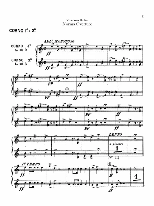 Horn 1/2 (E, D), 3/4 (B, E, C)