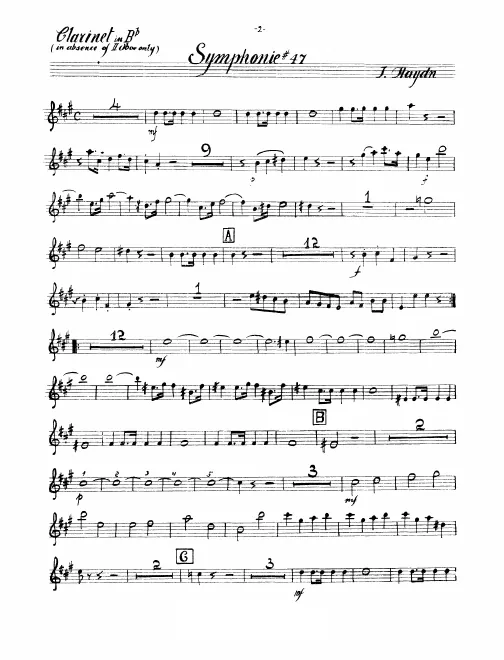 Clarinet (B♭, alternate to Oboe 2)