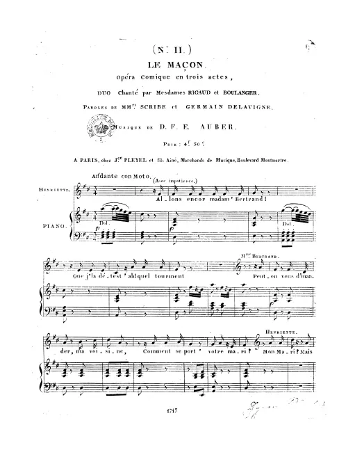 11., Duo: "Allons encor Madam' Bertrand" (Act III, No.20)