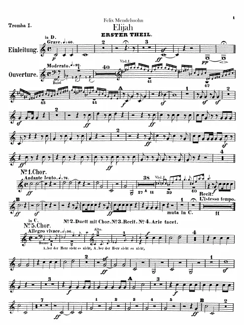 Trumpet 1, 2 (D, C, E♭, B♭, E, A)