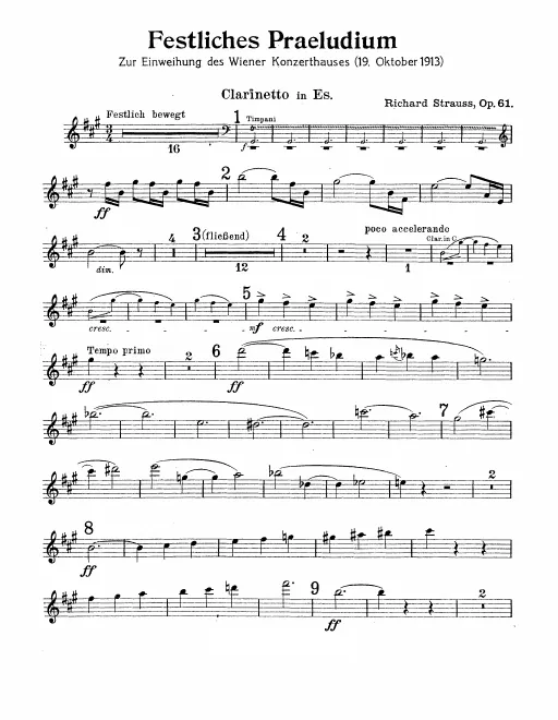 Clarinet (E♭), Clarinet 1, 2 (C) Clarinet 1, 2 (A)