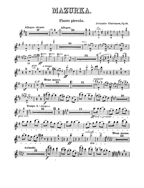 Piccolo, Flute 1, 2