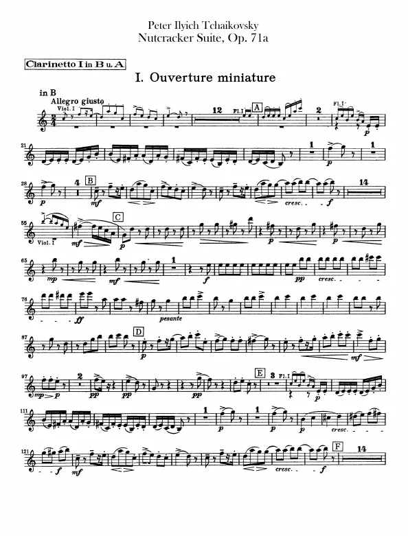 Clarinet 1, 2 (B♭/A), Bass Clarinet (B♭)