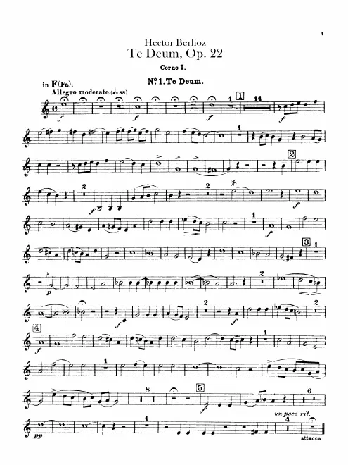 Horn 1, 2 (in F, E, D, E♭), 3, 4 (in D, B, C, E, D♭, F, B♭), Piccolo Saxhorn (in B♭)