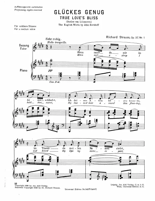 Complete Score (Medium Voice, transposed to E major)