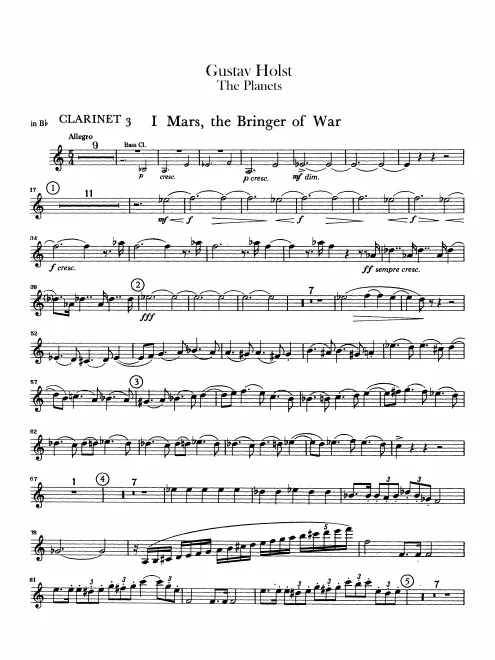 Clarinet 3 (B♭, A, plus B♭ transposed)
