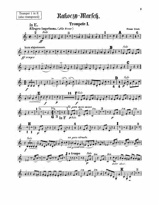 Trumpet 1, 2 (E, transposed B♭)