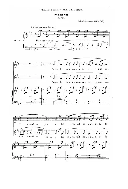 Marine (D Major: 2 unequal voices and piano)