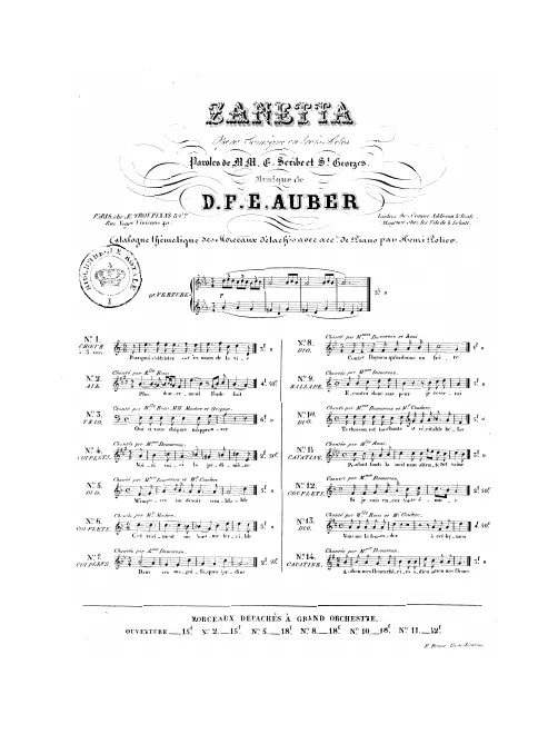 No.11, Cavatine: "Pendant toute la nuit" (Act III, No.10)