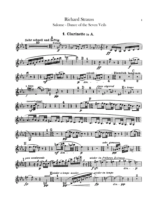 Clarinet 1, 2 (A), 3, 4 (B♭), Bass Clarinet (B♭), Piccolo Clarinet (E♭)