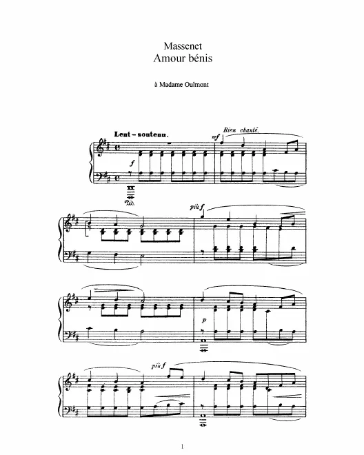 Complete Score (D Major, original key: high voice and piano)