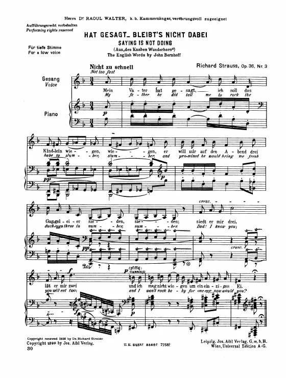 Complete Score (Low Voice, transposed to D minor)
