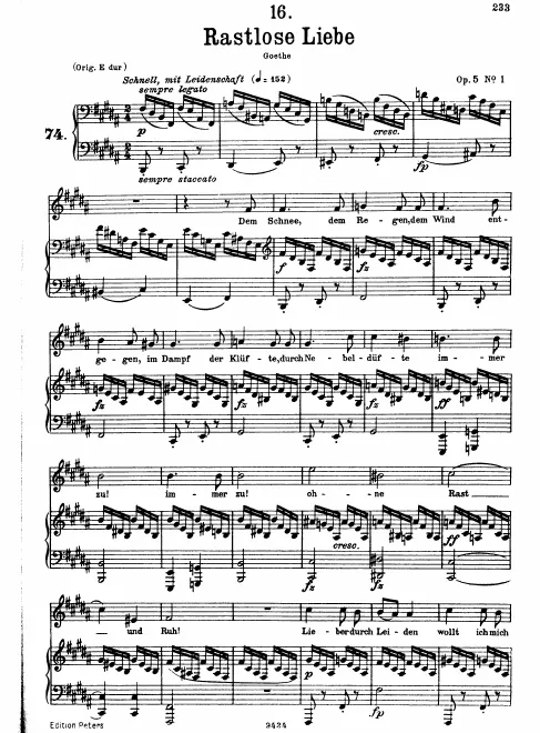 Complete Score (Low voice, transposed to B major)