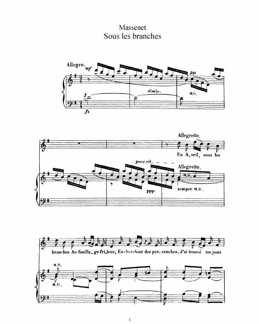 Complete Score (G Major: high voice and piano)