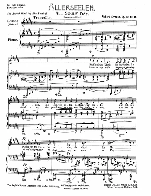Complete Score (low voice, transposed to B major)