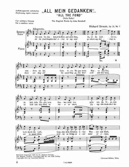 Complete Score (Medium voice, transposed to D major)