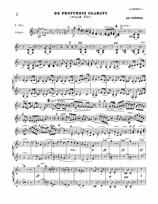 Clarinet 1/2 (A/B), Bass Clarinet (B)