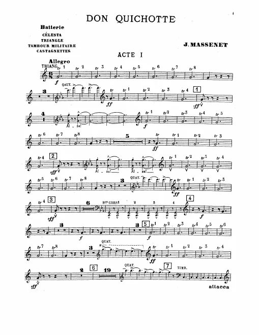 Triangle/Snare Drum/Castanets/Tambourine/Tam-Tam/Ticking of a Mill/Celesta, Bass Drum/Cymbals