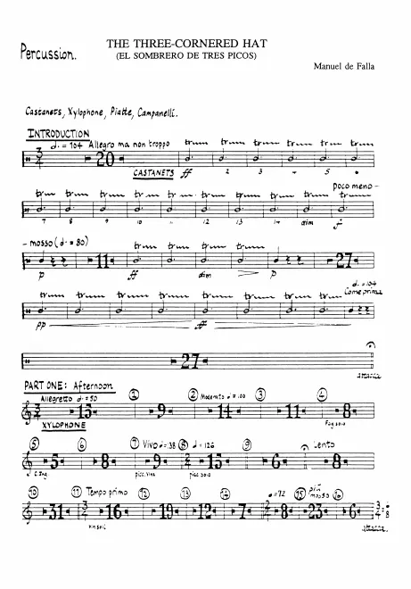 Castanets/Xylophone/Cymbals/Bass Drum/ Glockenspiel/Snare Drum/Triangle/Tam-Tam