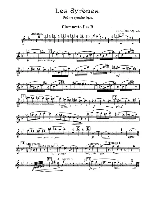 Clarinet 1, 2, 3 (B♭), Bass Clarinet (B♭/A)