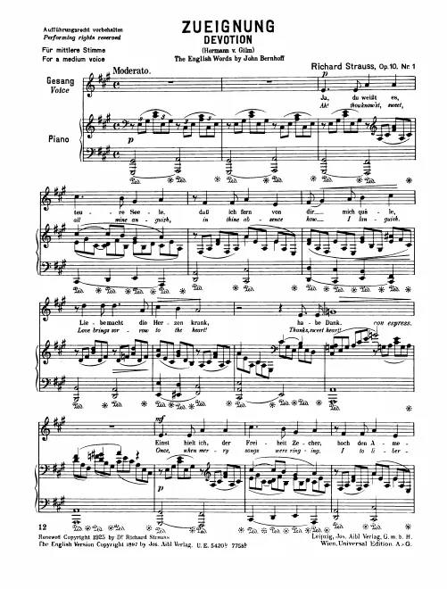 Complete Score (medium voice, transposed to )