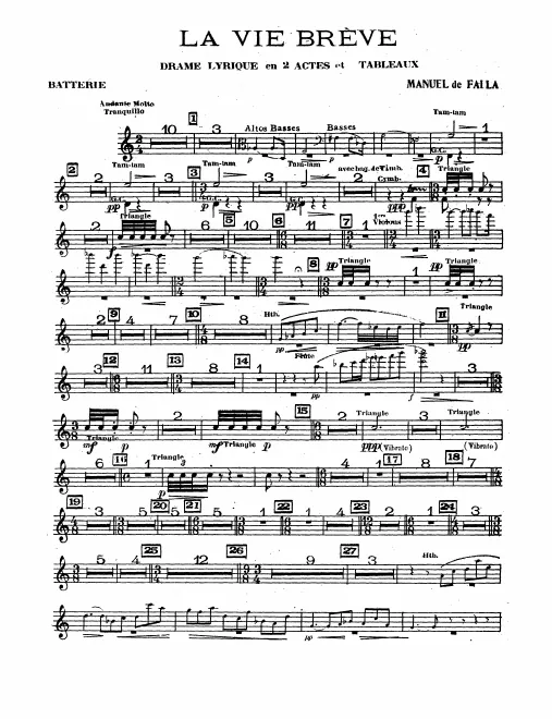 Tam-Tam/Triangle/Cymbals/ Bass Drum/Snare Drum/Castanets