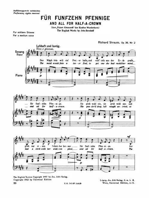 Complete Score (Medium Voice, transposed to E major)